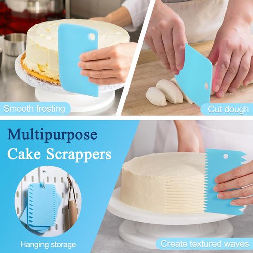 FATUXZ Piping Bags and Tips Set, Cake Decorating Kit with 2 Reusable Piping Bags, 24 Icing Tips, 2 Couplers, 3 Scrapers 2 Silicone Rings, Cupcake Decorating Kits Cake Piping Tips Frosting Piping Kit