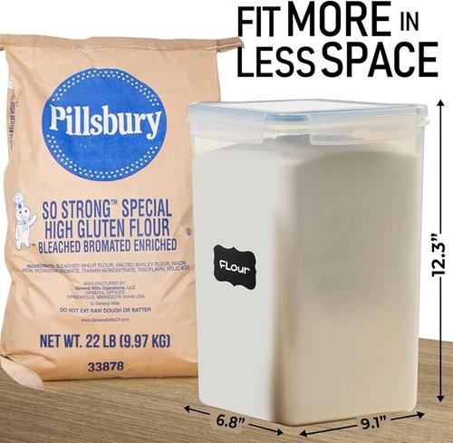 Flour Storage Container Set by [Brand Name] - 2 Extra Large Airtight Containers | 8.5L BPA-Free for Kitchen & Pantry