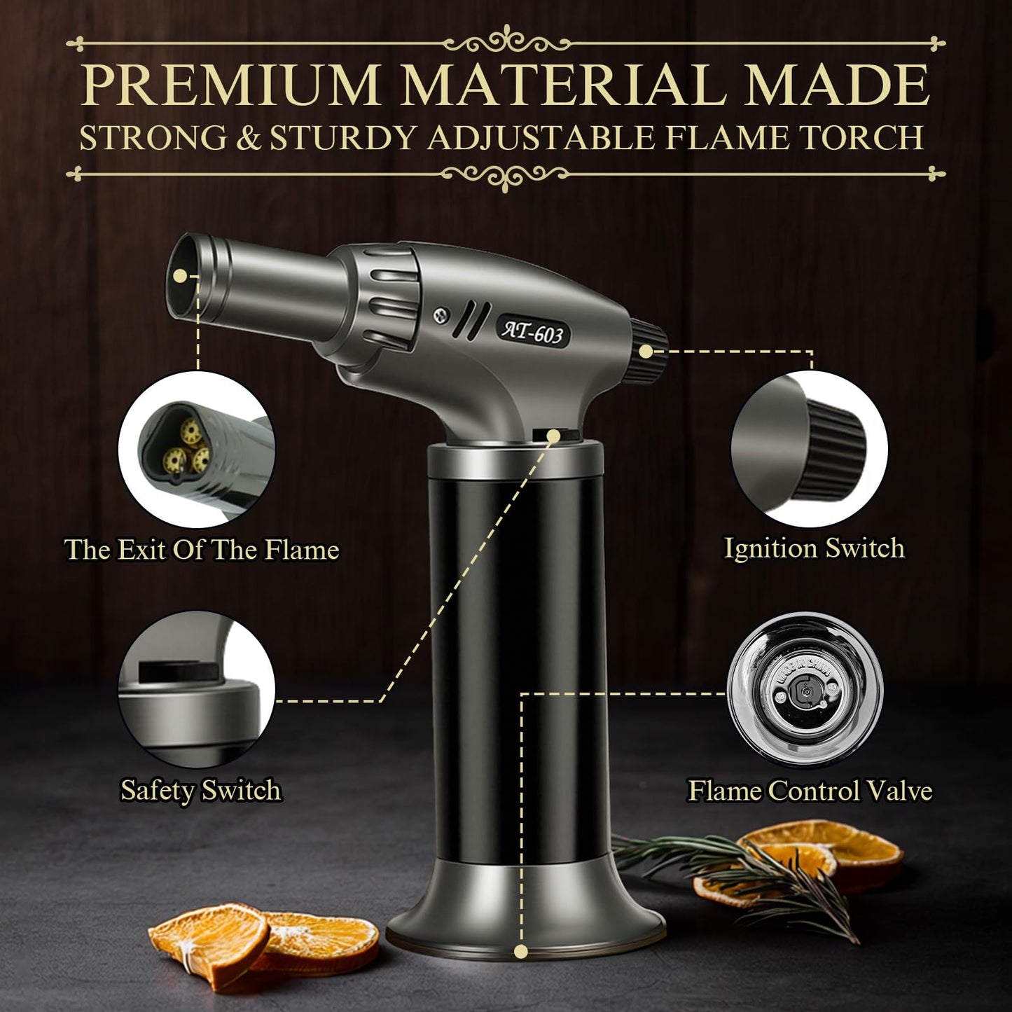 Whiskey Bourbon Cocktail Smoker Infuser Kit with Torch - 6 Flavors Wood Chips for Old Fashioned Drinks, Unique Anniversary Christmas Housewarming Gifts for Men,Dad,Father,Husband,Birthday (No Butane)
