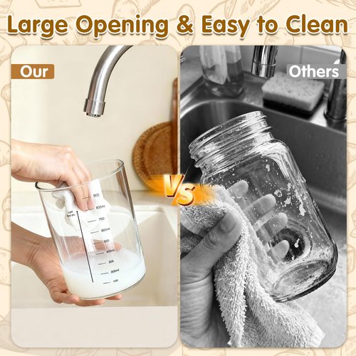 Bakedon 34oz Sourdough Starter Jar Kit,Wide Mouth Sourdough Starter Container with Feeding Tracking Band, Silicone Spatula&Sourdough Starter Kit-Baking Supplies(2 pack). (Blue)