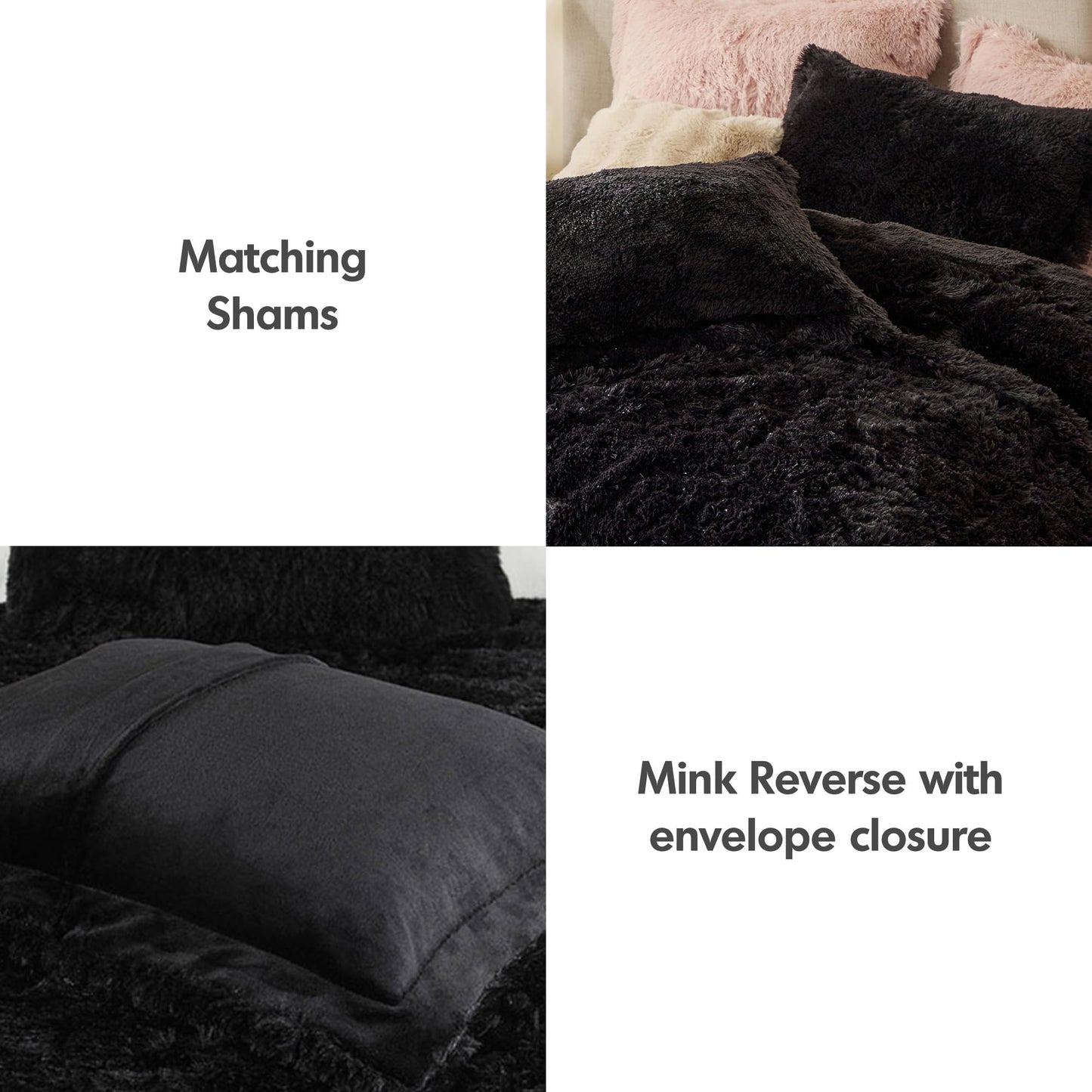 Intelligent Design Malea Shaggy Comforter Set, Long Faux Fur Cozy Down Alternative, Modern Casual Ultra Soft All Season Fluffy Bedding with Matching Sham,Twin/Twin XL, Black 2 Piece