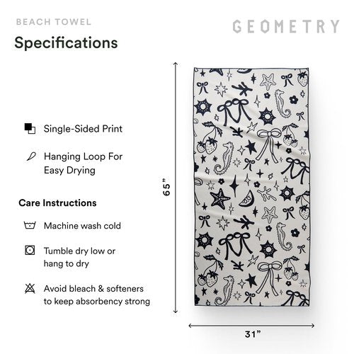 GEOMETRY Micro-Loop Beach Towel – Spring & Summer Collection – Quick-Dry, Sand-Resistant, Ultra-Absorbent Compact Towel for Beach & Travel (Earth and Sea)