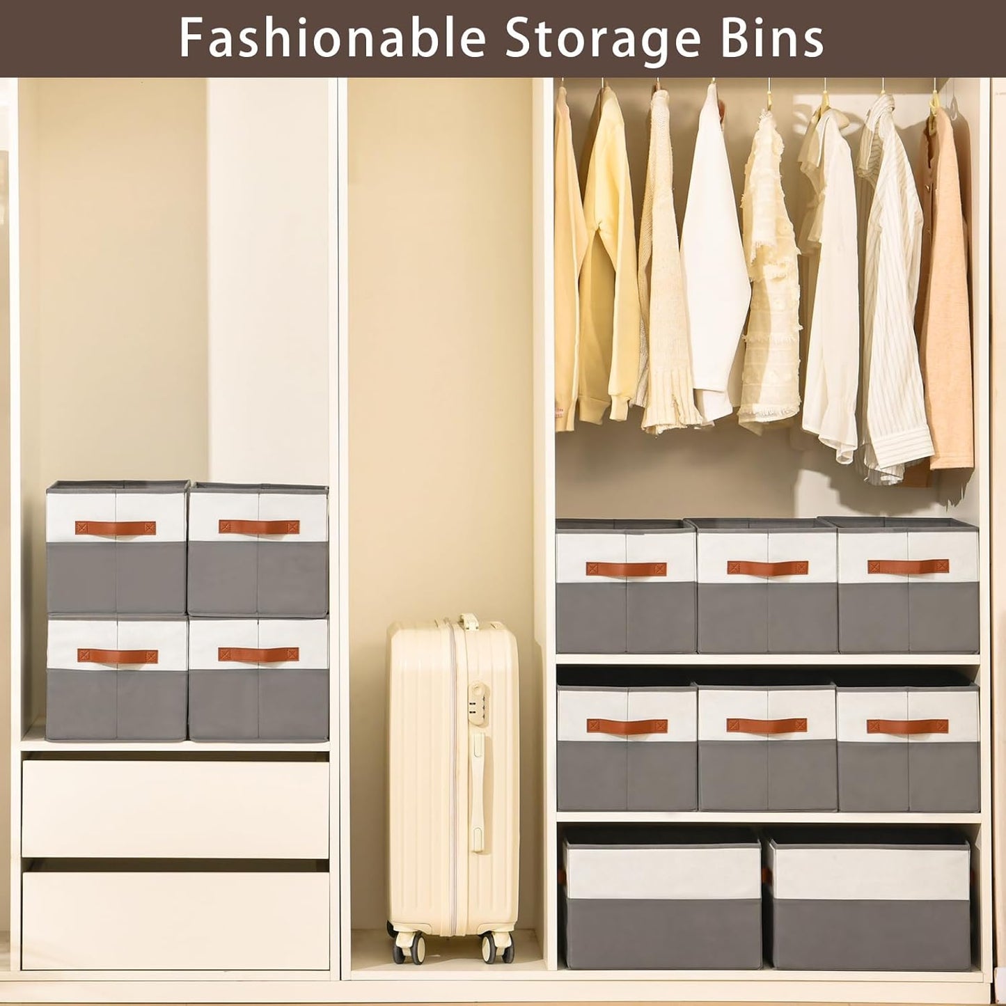Large Storage Bins by [Brand Name] - Collapsible Fabric Organizer Baskets for Clothes & Blankets | 6 Pack