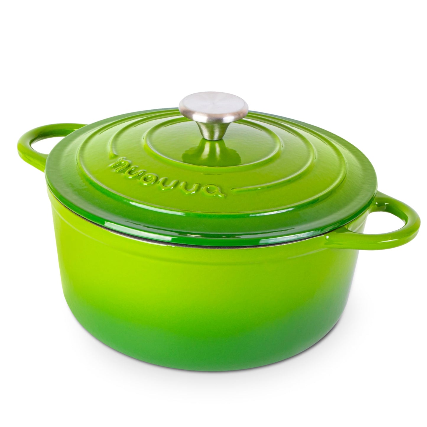 Cast Iron Pot with Lid-Non-Stick Ovenproof Enamelled Casserole Pot, Oven Safe up to 500° F-Sturdy Dutch Oven Cookware - Green, 5-Quart, 24cm-by Nuovva