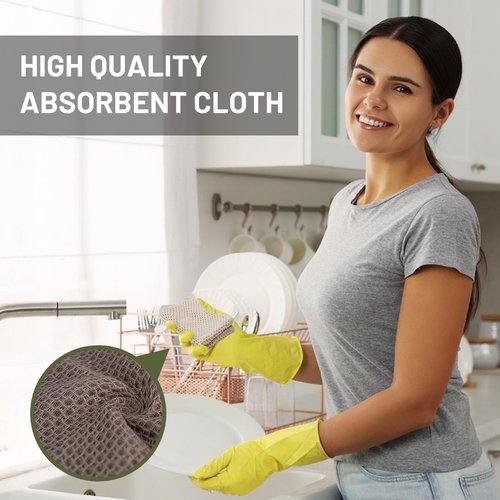 AIQIBAO 100% Cotton Kitchen Dish Cloths, 6 Pack Ultra Soft Absorbent Waffle Weave Dish Towels for Drying Dishes Quick, 12 * 12 Inches（Colord