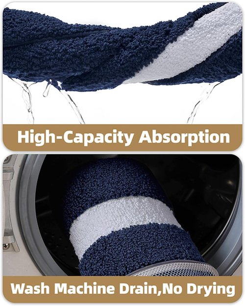 Color&Geometry Navy Blue Bathroom Rugs - Extra Soft Microfiber, Non-Slip, Washable 36x24" Bath Mat