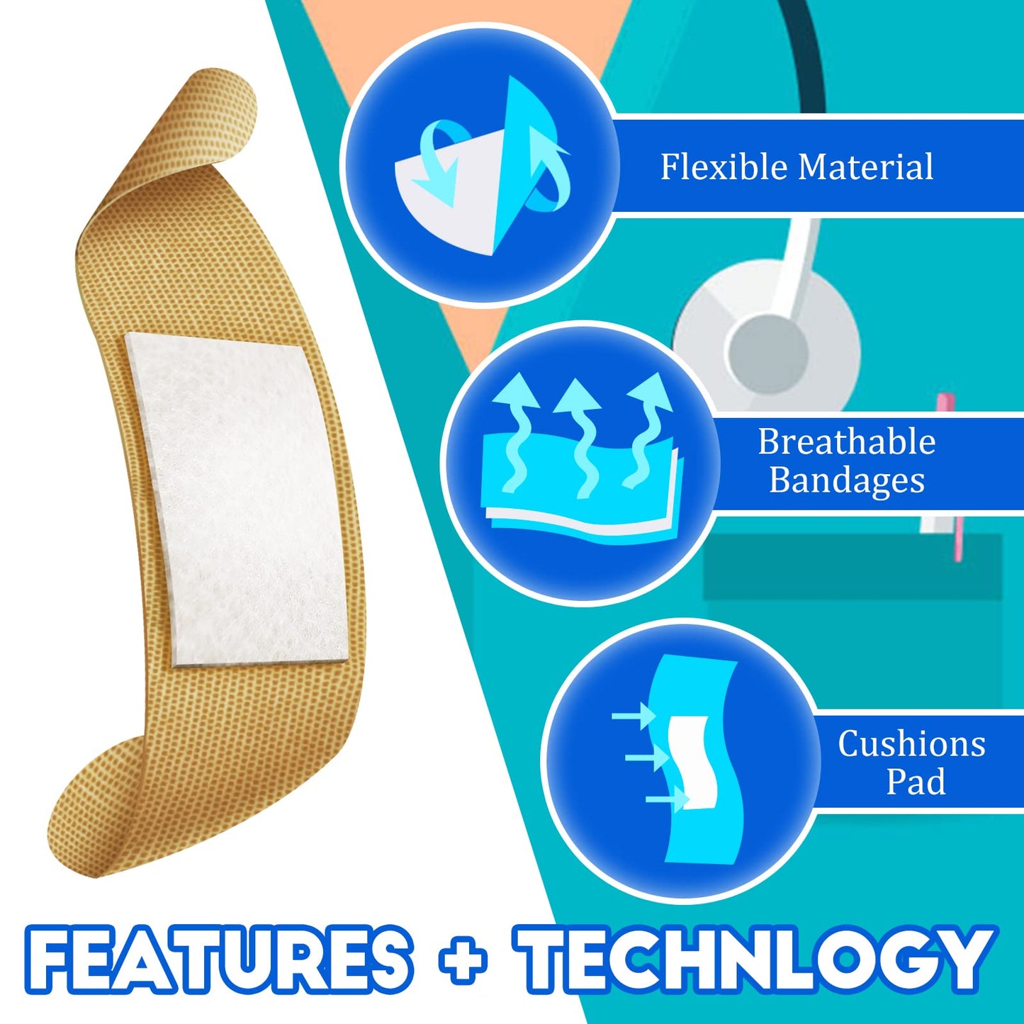 BBTO Assorted Styles Flexible Fabric Adhesive Bandages - Small Breathable Fingertip and Cloth Elastic Knuckle Bandages in Various Sizes for First Aid and Wound Care (180 Pcs)