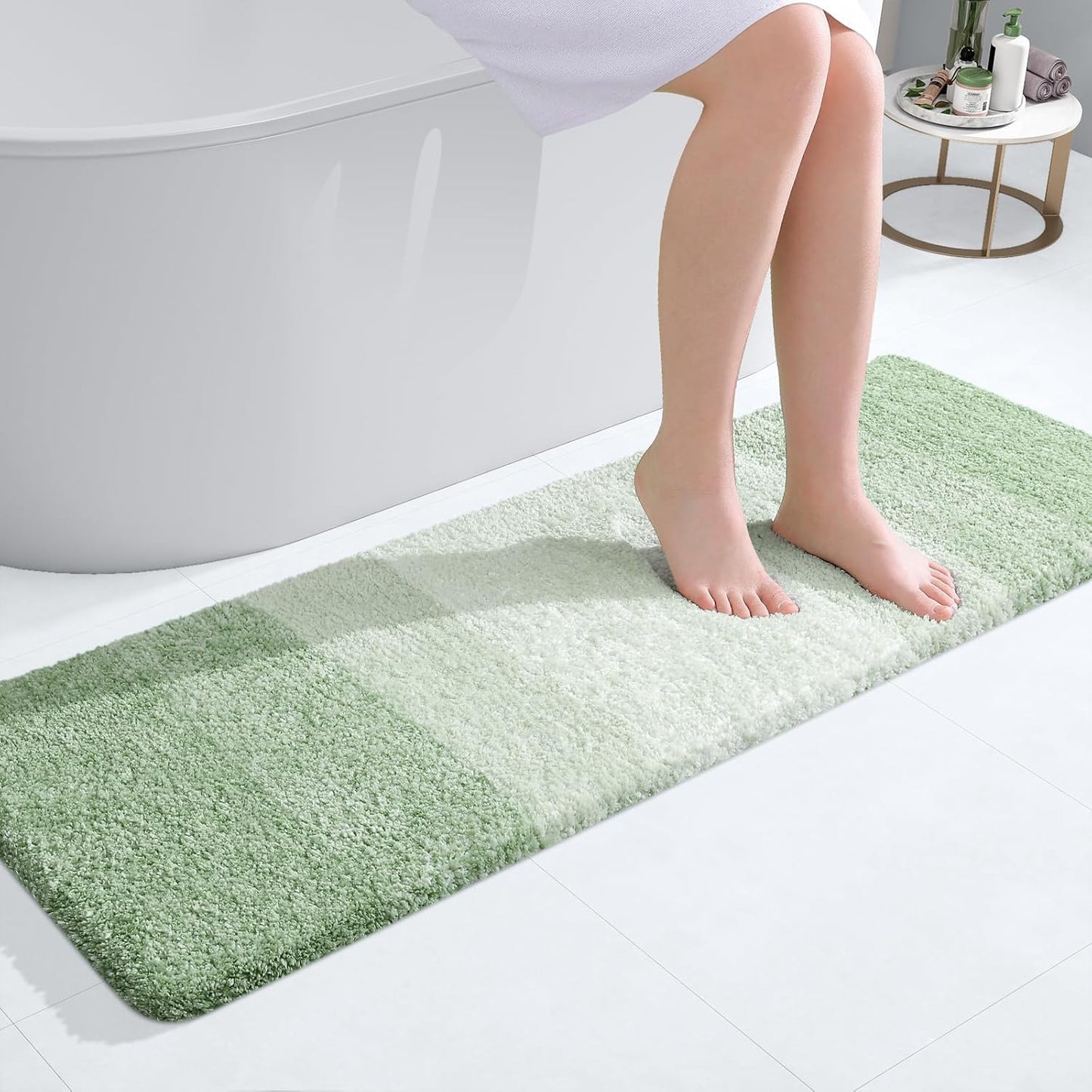 OLANLY Bathroom Runner Rug - Extra Soft Microfiber Mat | Quick Dry & Washable, 47x17, Sage Green