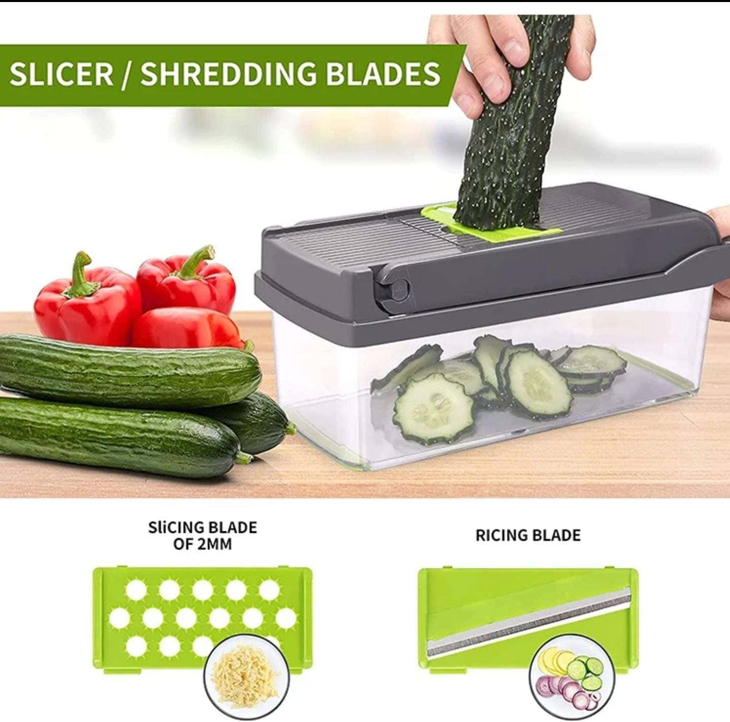 Skiennix 16-in-1 Vegetable Chopper - Multifunctional Veggie Dicer & Mandoline Slicer with Container