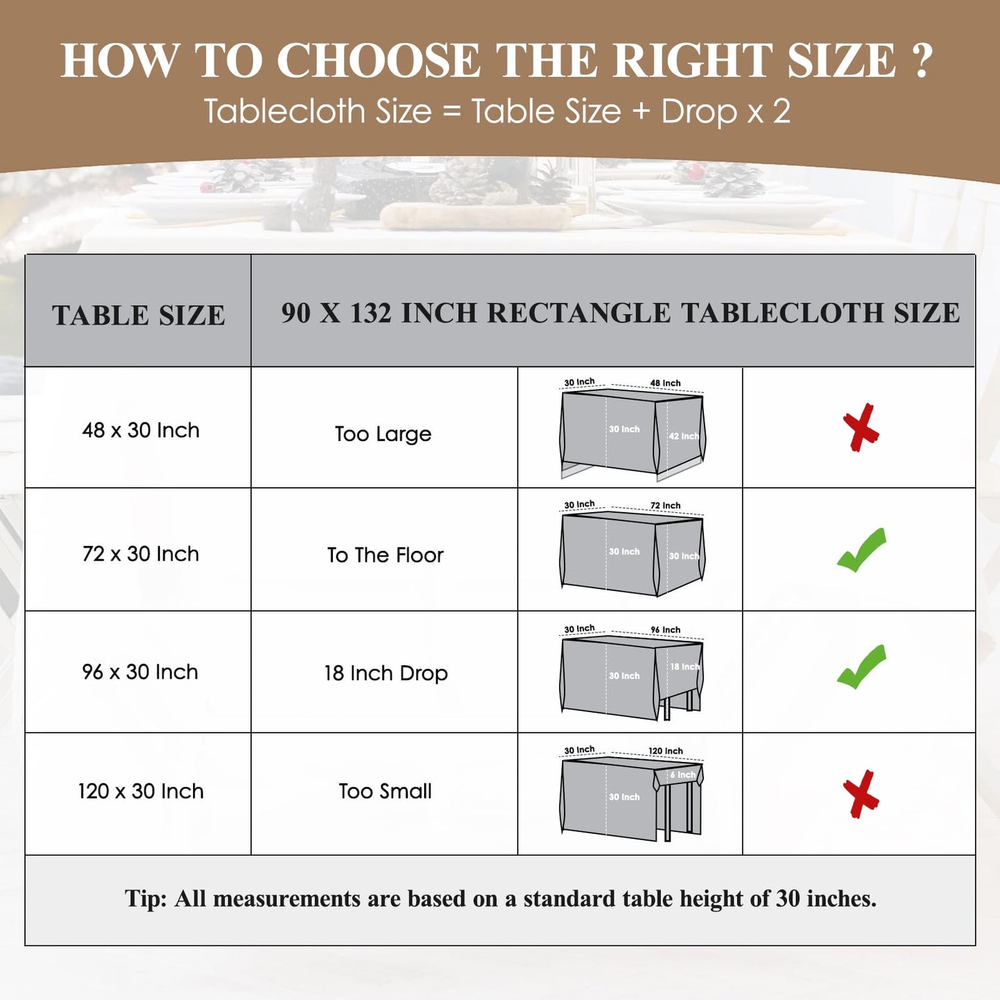 Aocoz Rectangle Tablecloths 90x132 Inch 6 Pack Ivory Tablecloth for 6ft Washable Decorative Linen Polyester Table Cloths for 8ft Dining Table Banquets Buffet Parties and Wedding