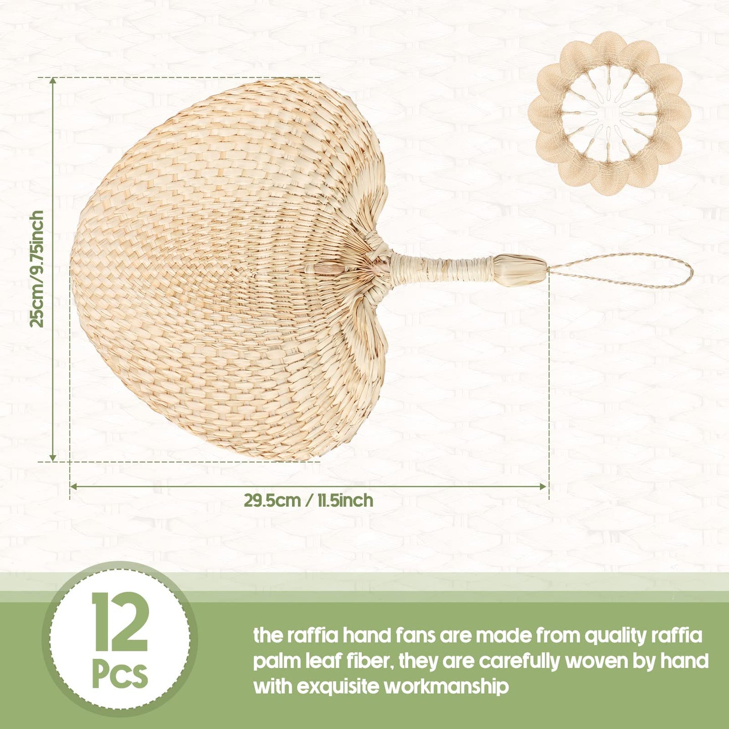Marsui 30 Pieces Wedding Raffia Fans Natural Handmade Palm Leaf Hand Weaving Boho Fans for Guest Couple Summer Cooling Supplies Farmhouse Wall Decor Wedding Favors