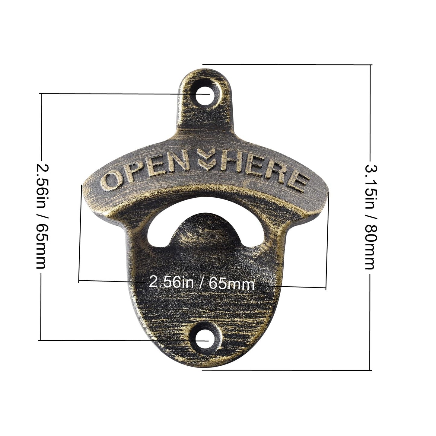 HAIICEN Antique Bronze Beer Bottle Opener Wall Mounted Bottle Top Opener with Cap Catcher Drain Openings Outdoor (Pack of 2)