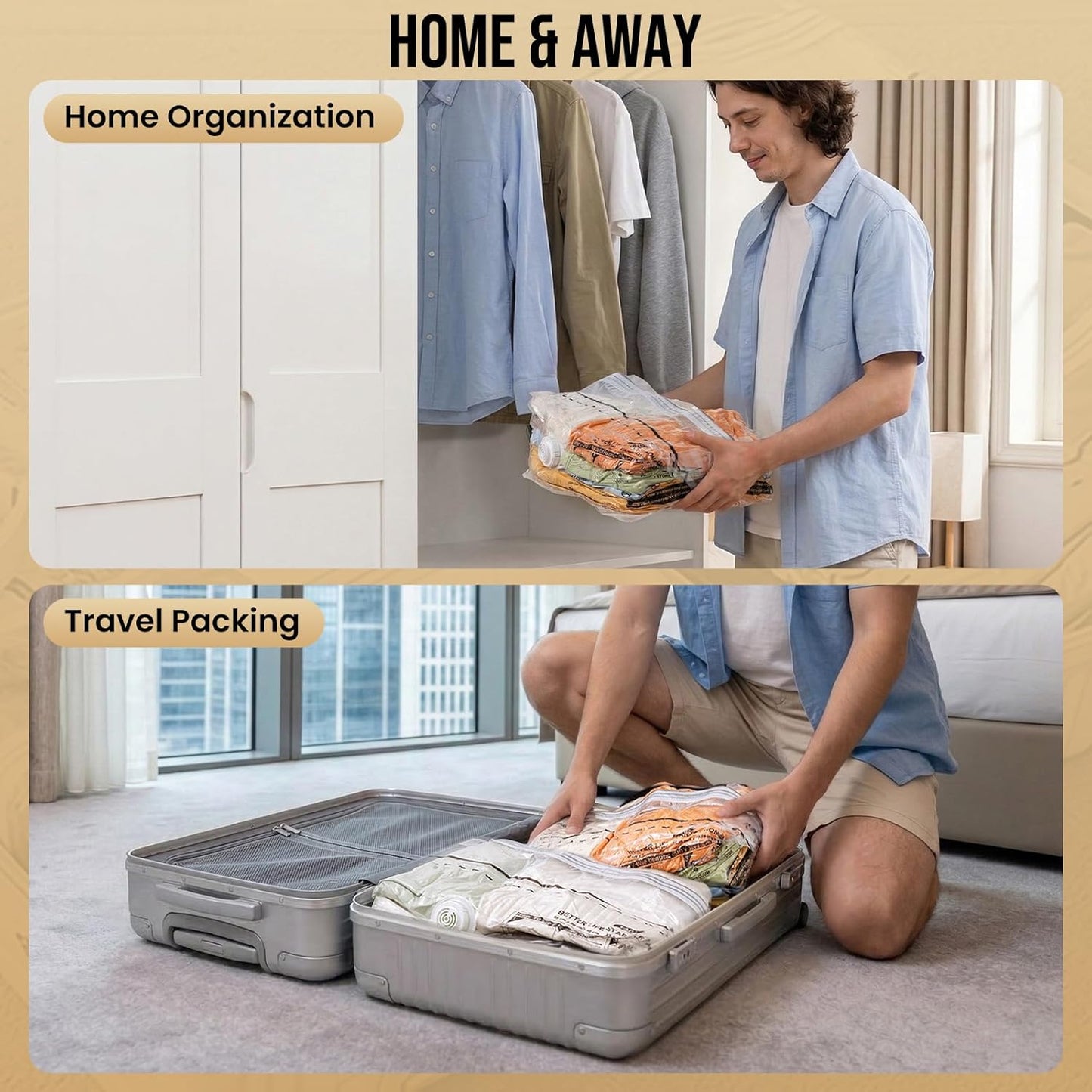 TAILI Vacuum Storage Bags - 8 Pack Medium Size (25x19x11 Inch) for Clothing & Blankets