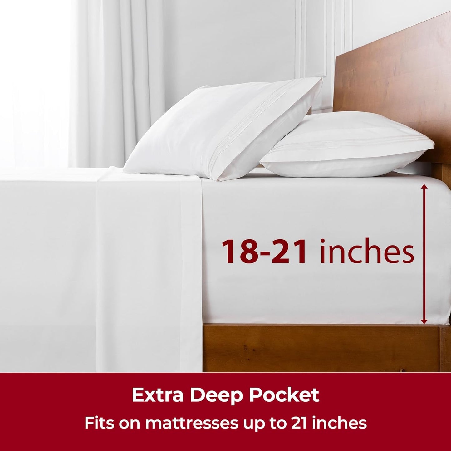 Mellanni Extra Deep Twin XL Sheets - Hotel Luxury, Ultra Soft & Cooling - 3 PC Set in White