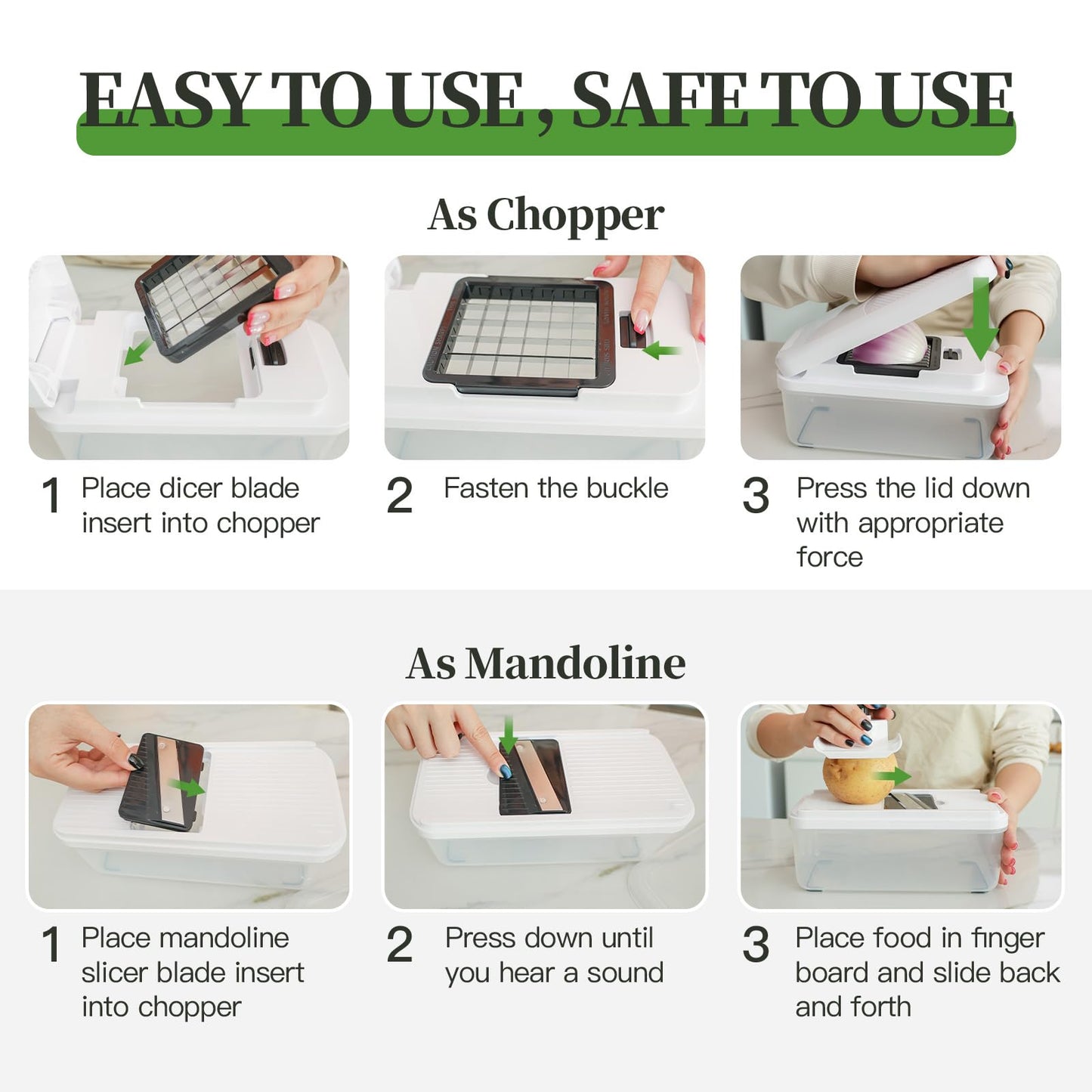 14-In-1 Chopper Vegetable Cutter with 7 Blades, Vegetable Chopper with Container and Lid, Mandoline Slicer for Kitchen, Veggie Slicer for Salad, Cheese Grater, Kitchen Gadgets Accessories Essentials
