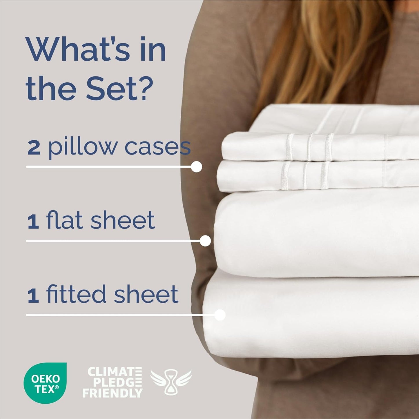 King Size 4-Piece Sheet Set | Comfy Cooling Bed Sheets - Luxury Hotel Quality - Deep Pockets, Soft & Wrinkle-Free - Oeko-Tex Certified - Antique White