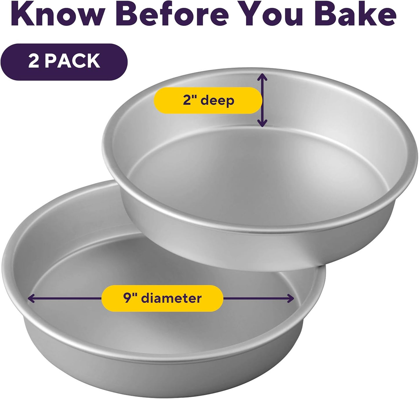 Wilton Round Cake Baking Pan Set - 9 x 2 Inch Aluminum Bakeware for Even Heating & Tiered Cakes
