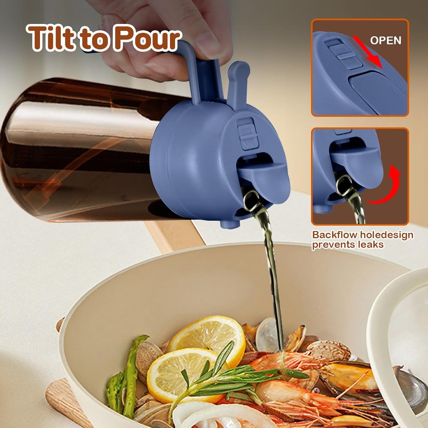 YARRAMATE 2Pcs Dark Brown Oil Sprayer - Food-Grade 2-in-1 Olive Oil Dispenser | 16oz for Cooking & BBQ