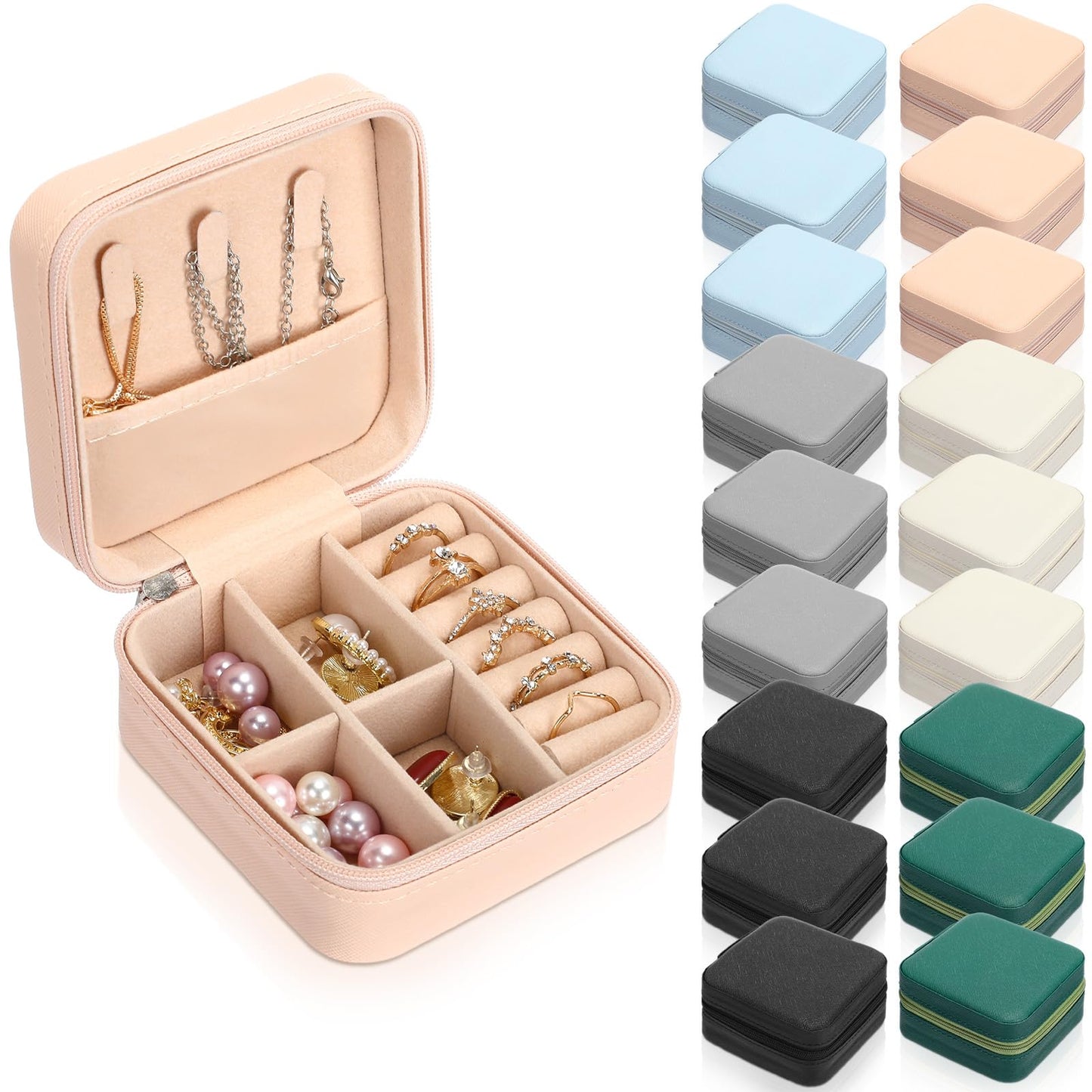 Kigeli 18 Pcs Small Travel Jewelry Case Bulk Bridesmaid Gifts Mini Jewelry Organizer Portable Earring Box for Women(Vivid Color)