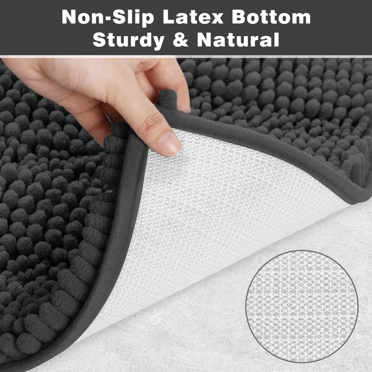 Skiennix Extra Soft Chenille Bathroom Rug - Quick Dry, Machine Washable, 23x15 Inches, PVC Backing