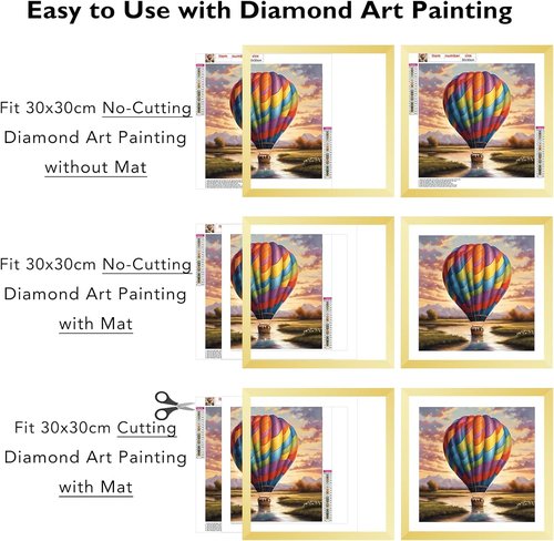 JCJMY 12x12 Picture Frame - Elegant Gold Design with 10x10 Mat for Diamond Art & Photos