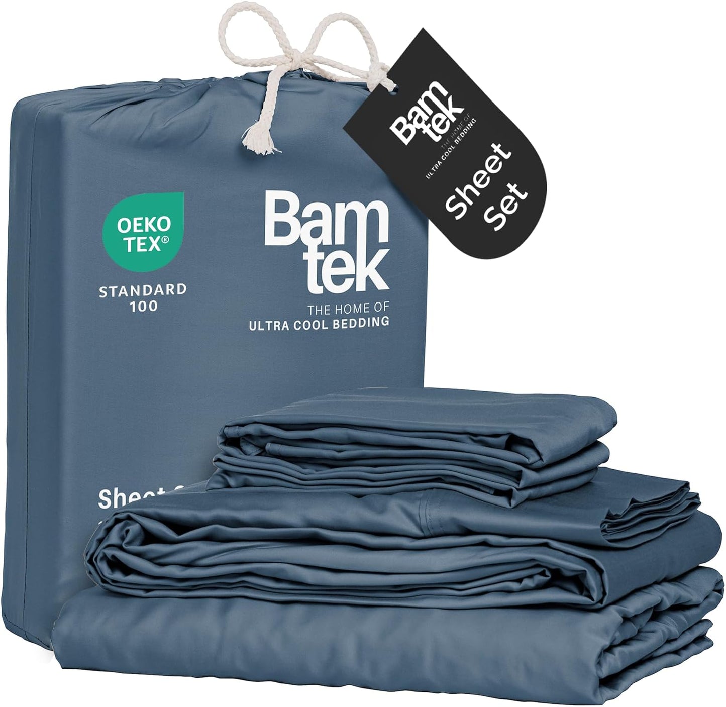 Viscose Bamboo Twin XL Sheets - Cooling Bedding Set for Hot Sleepers | Silky Soft 16-Inch Deep Pocket, Storm - 3PC
