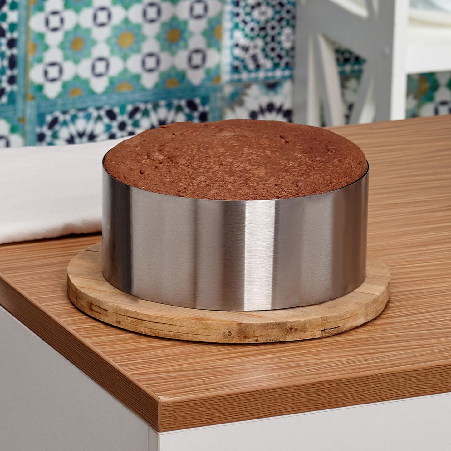 HARFINGTON Round Cake Ring 14 x 2 Inch Seamless Stainless Steel Pastry Mousse Dessert Ring Mirror Coating for Baking Cooking Making Tool