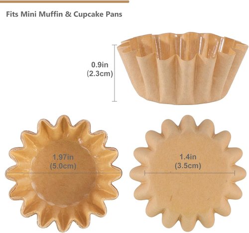 Caperci Mini Cupcake Liners - 200 Count Grease-Resistant Heavy Duty Baking Cups | Odorless & Easy Peel