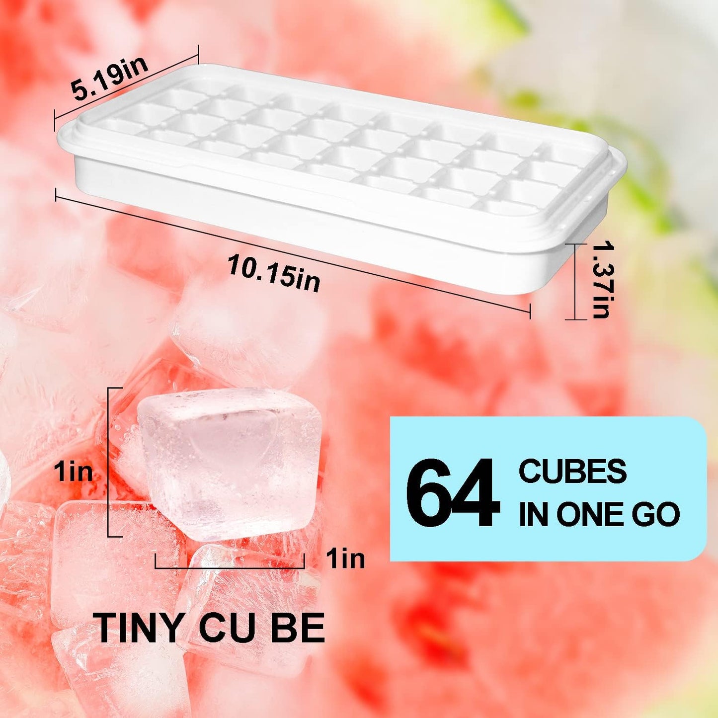 Skiennix Ice Cube Trays - 2-Tier Freezer Set with Bin, Scoop, and Press Plate, Lid Included