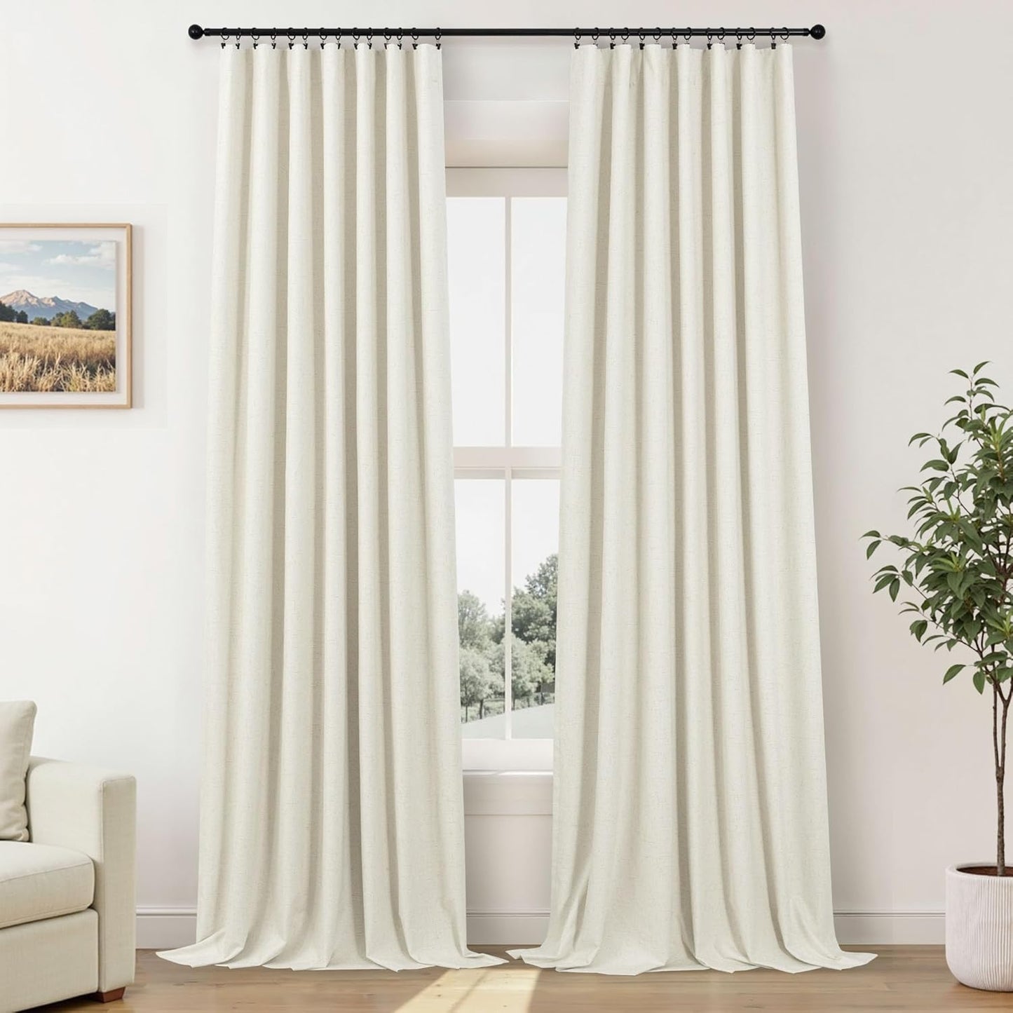 Skiennix 100% Blackout Curtains - 84 Inch Length, Thermal Insulated, Natural Cream | 2 Panels Set for Bedroom & Living Room