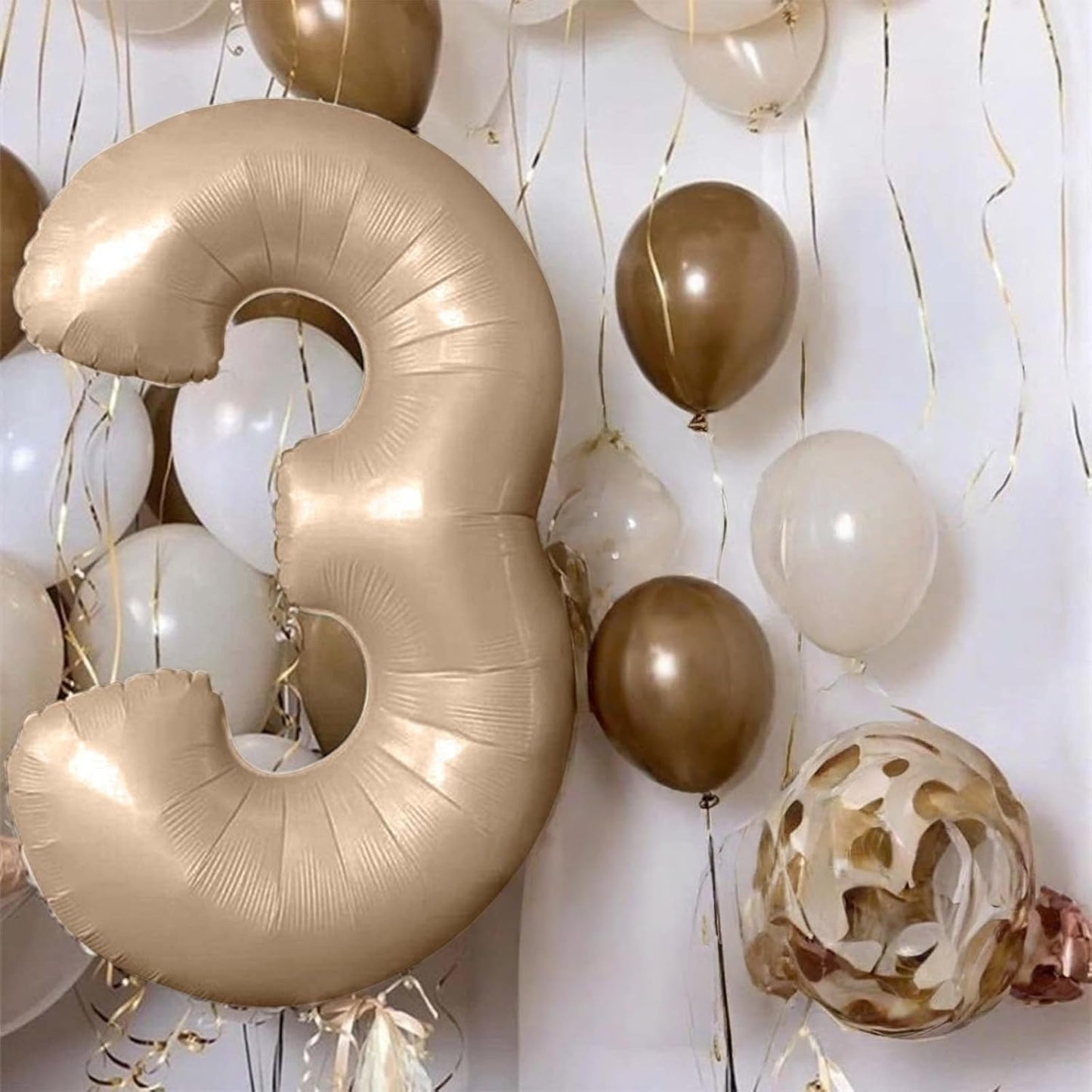 Skiennix Large 40-Inch Tan Number 6 Foil Balloon - Self-Inflating Mylar for Birthday Parties