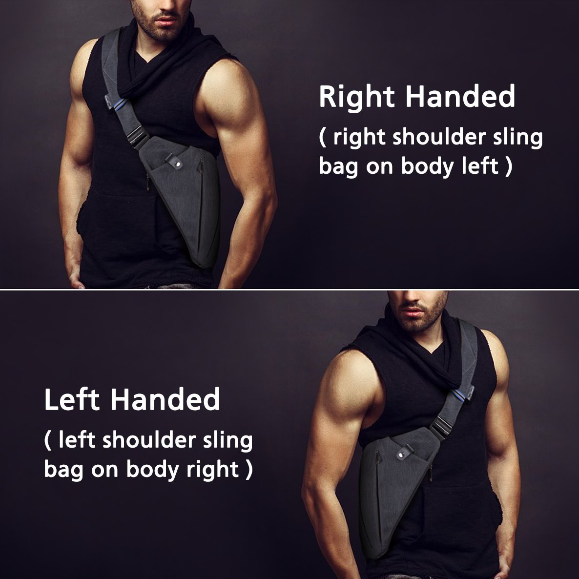 NIID FINO Sling Bag,Shoulder Bags,Anti Theft Bag for Men,Crossbody Bag Men,Multipurpose Daypack Cycling Walking Hiking Trip Fits Up to 7.9 inch iPad (Gray Right Hand)