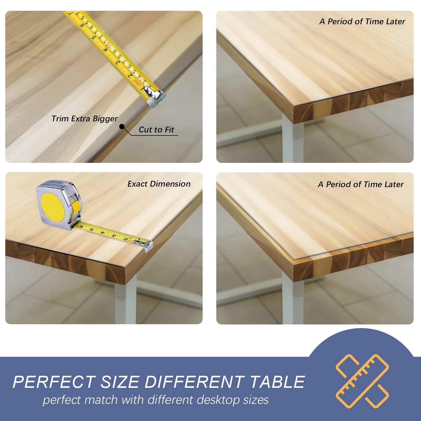 Vicwe Frosted Table Cover Protector 42 x 66 Inch, 1.5mm Thick Plastic Table Cover Rectangle,PVC Frosted Table Protector, Clear Table Cover for Night Stand, Writing Desk，Dining Room Table