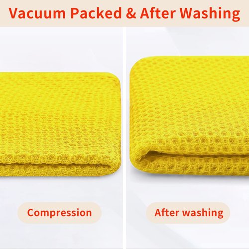 Homaxy 100% Cotton Waffle Weave Kitchen Dish Towels, Ultra Soft Absorbent Quick Drying Cleaning Towel, 13 x 28 Inches, 8-Pack, Yellow