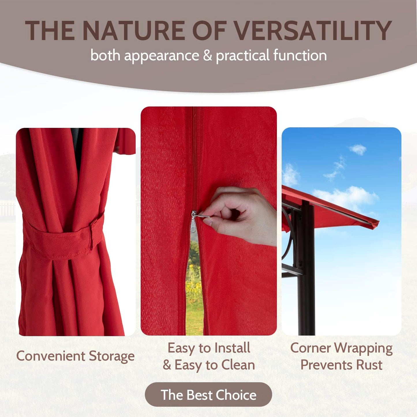 Skiennix Outdoor Canopy Tent - UV Protection Gazebo with 4 Sidewalls | 10'x10', Red