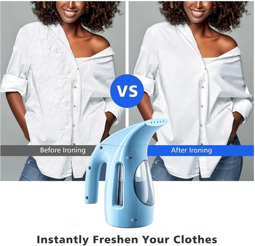 HiLIFE Portable Clothes Steamer - 240ml Capacity, 700W Strong Steam for Wrinkle Removal | Blue