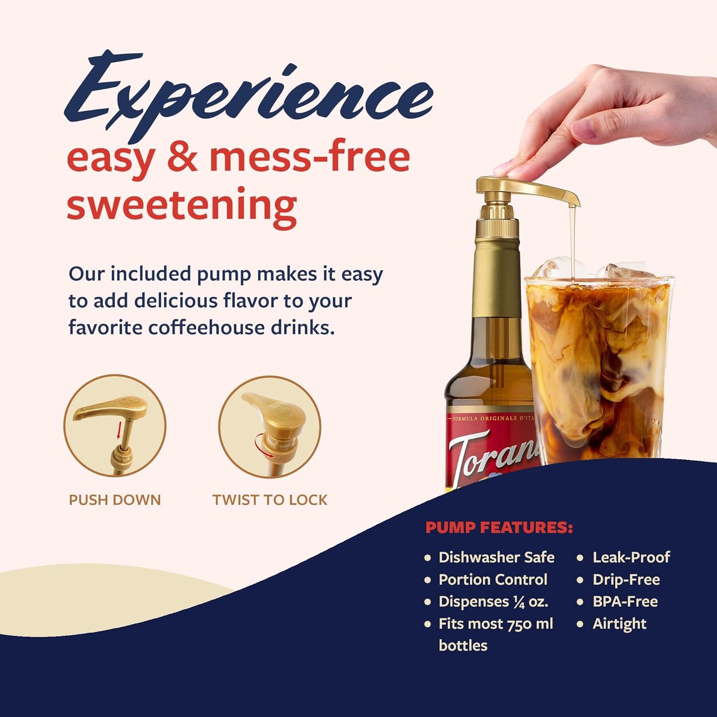 Torani Coffee Syrup - Classic Caramel Flavor for Drinks | Includes Pump, 25.4 Fl Oz