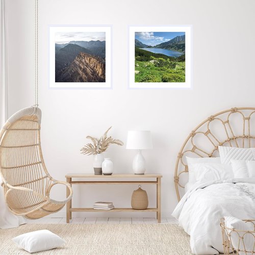 JCJMY 24x24 Picture Frame - White with 20x20 Mat | Shatter-Resistant Plexiglass for Wall Display
