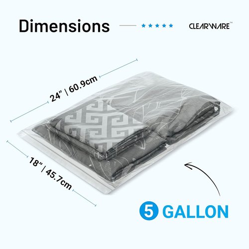 12 Large Storage Bags With Zipper Top - 5 Gallon, 18" x 24", BPA-Free, Extra Thick Plastic for Travel & Moving
