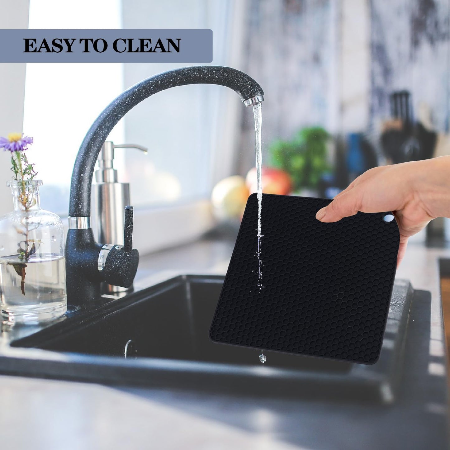 AICMEI Silicone Trivets for Hot Pots and Pans,Multipurpose Non Slip Heat Resistant Pot Holder,Heat Resistant Pot Holders Silicone Mats for Kitchen Countertops/Table (Square)