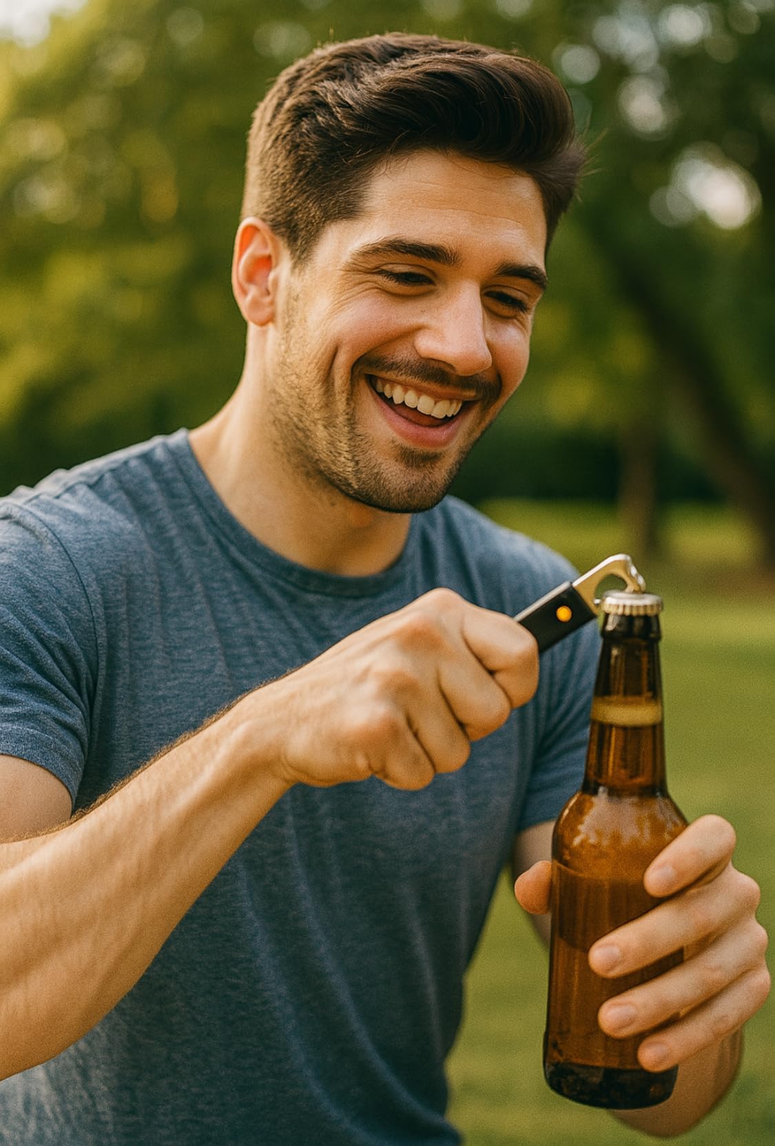2 pack, Can Opener, Can Openers with Wood Handle, Magnet Stainless Steel Can Punch Tappers for Beers Beverages, Suitable for Camping and Traveling, Bottle Opener 3 way, stainless steel, wood handle,