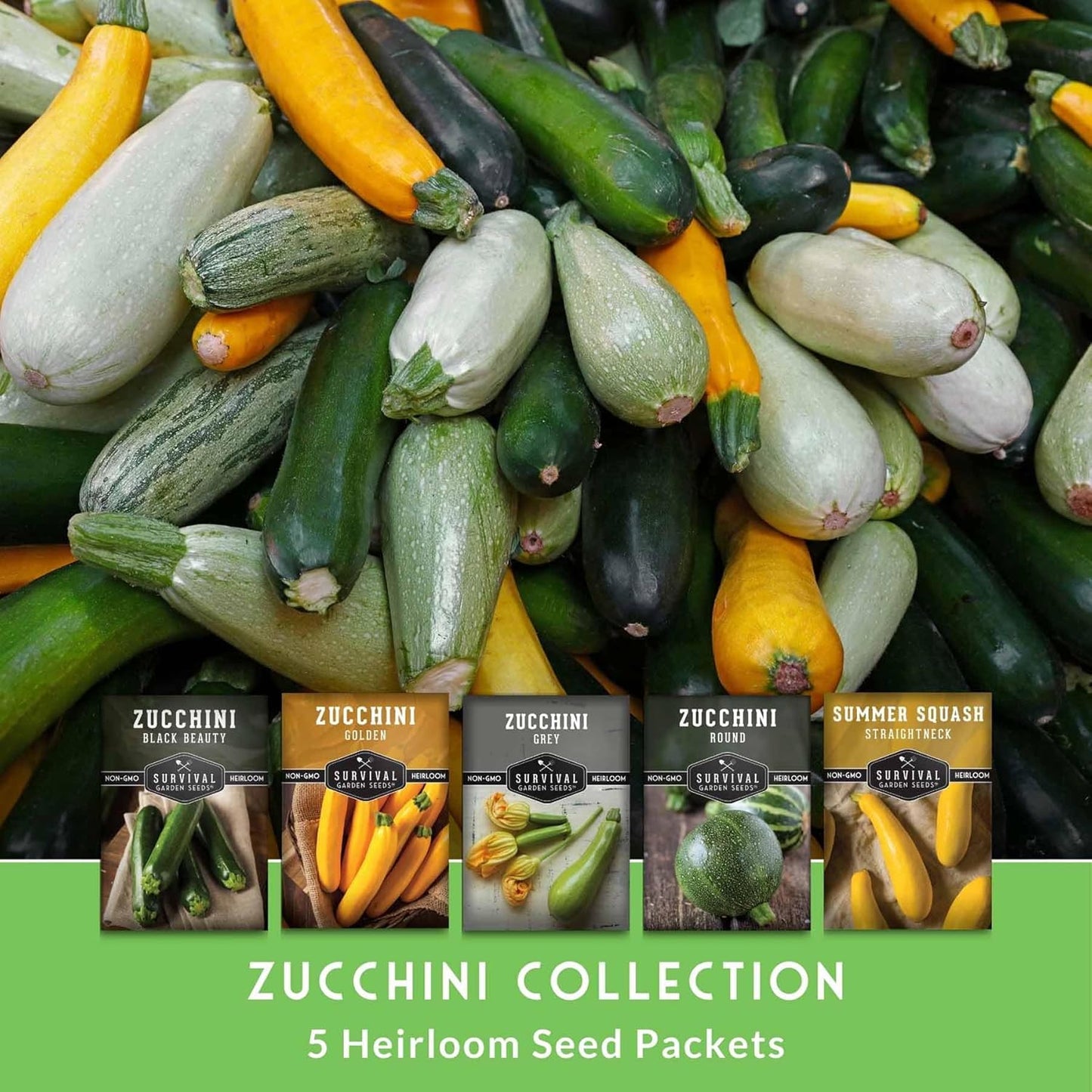 Survival Garden Seeds - Zucchini & Squash Collection | Non-GMO Heirloom Seeds Assortment
