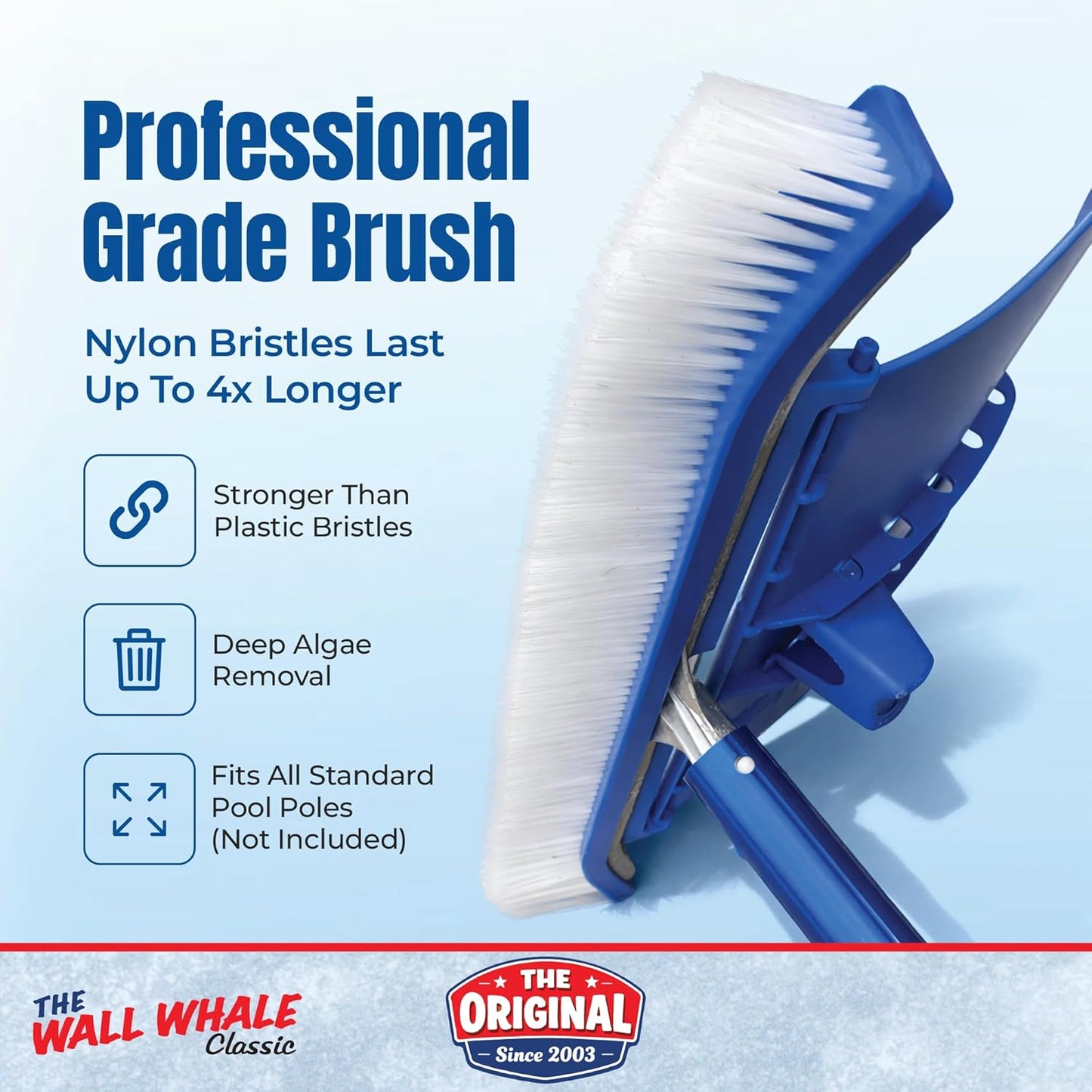 Wall Whale 18" Swimming Pool Brush - Efficient Cleaning Tool for Sparkling Pools