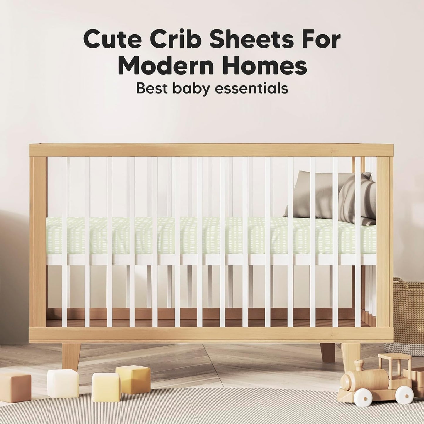 KeaBabies Baby Crib Sheets - Soft & Cozy 2-Pack Viscose Bamboo Fitted Mattress Covers | 52x28, Neutral Design