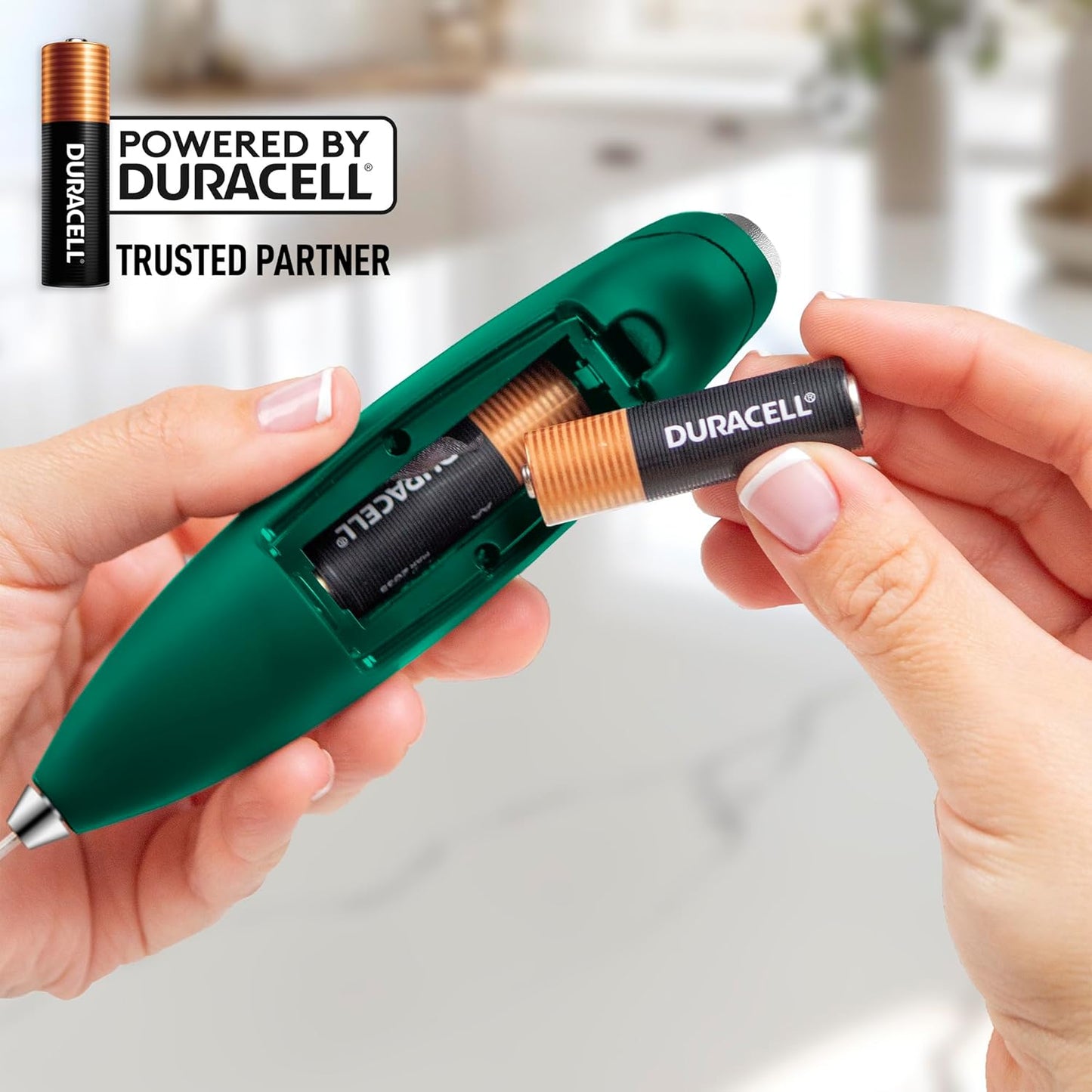 Zulay Kitchen Milk Frother Wand - Ultra Fast Handheld Electric Whisk for Coffee & Lattes - Dark Green