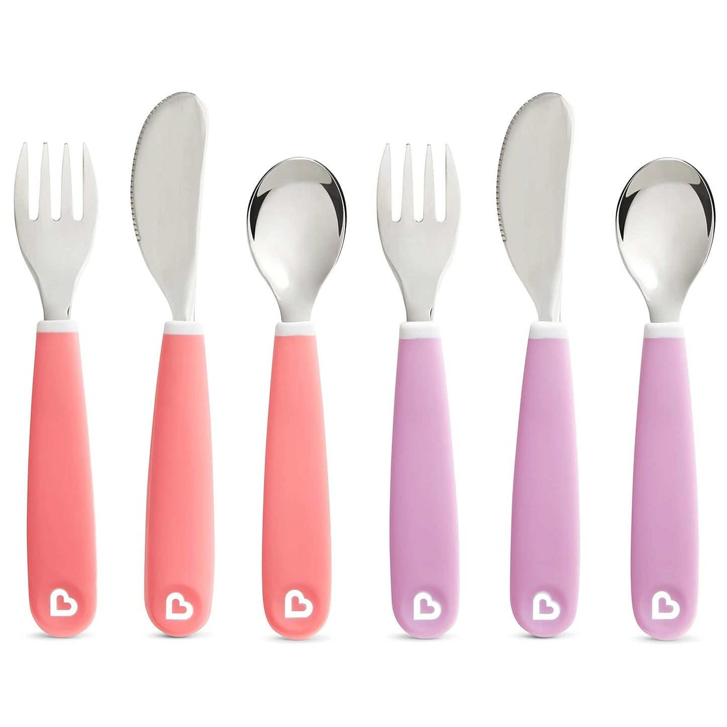 Munchkin® Splash™ Toddler Utensil Set - Fork, Knife & Spoon, 6 Pack in Pink/Purple