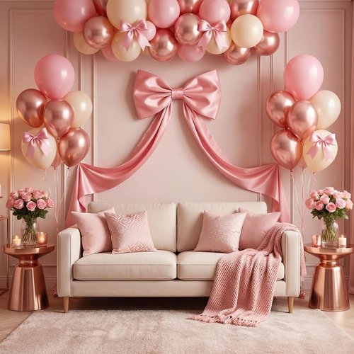 Crowye Large Pink Bow Decor Set - 71x20 Giant Coquette Bow & 12 Small 6" Bows for Weddings, Parties & Showers