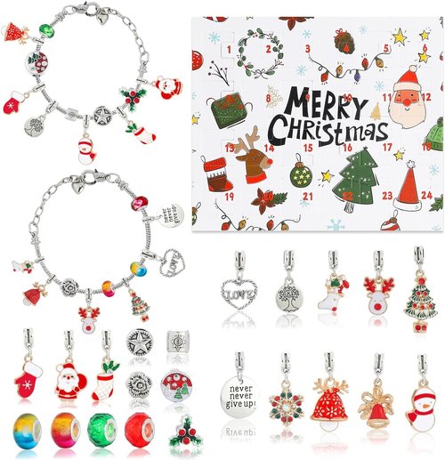 Christmas Vacation Advent Calendar - 24-Day Countdown with 2 DIY Charm Bracelets for Kids & Adults