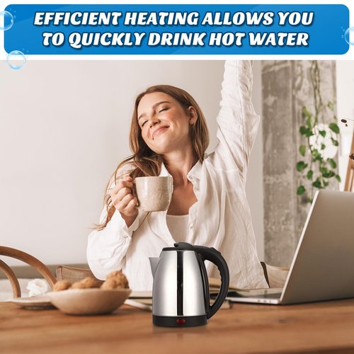 Baquler 2 Pcs 2L Electric Kettle Stainless Steel Hot Water Kettle with Auto Shut off and Boil Dry Protection Tech Electric Hot Water Pot Fast Boil for Coffee Tea Beverages