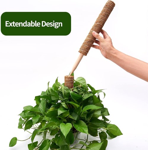 Eibikdi Moss Pole - 68-Inch Plant Support Stakes for Monstera & Indoor Climbing Plants | Includes 65ft Twist Ties & Jute Rope